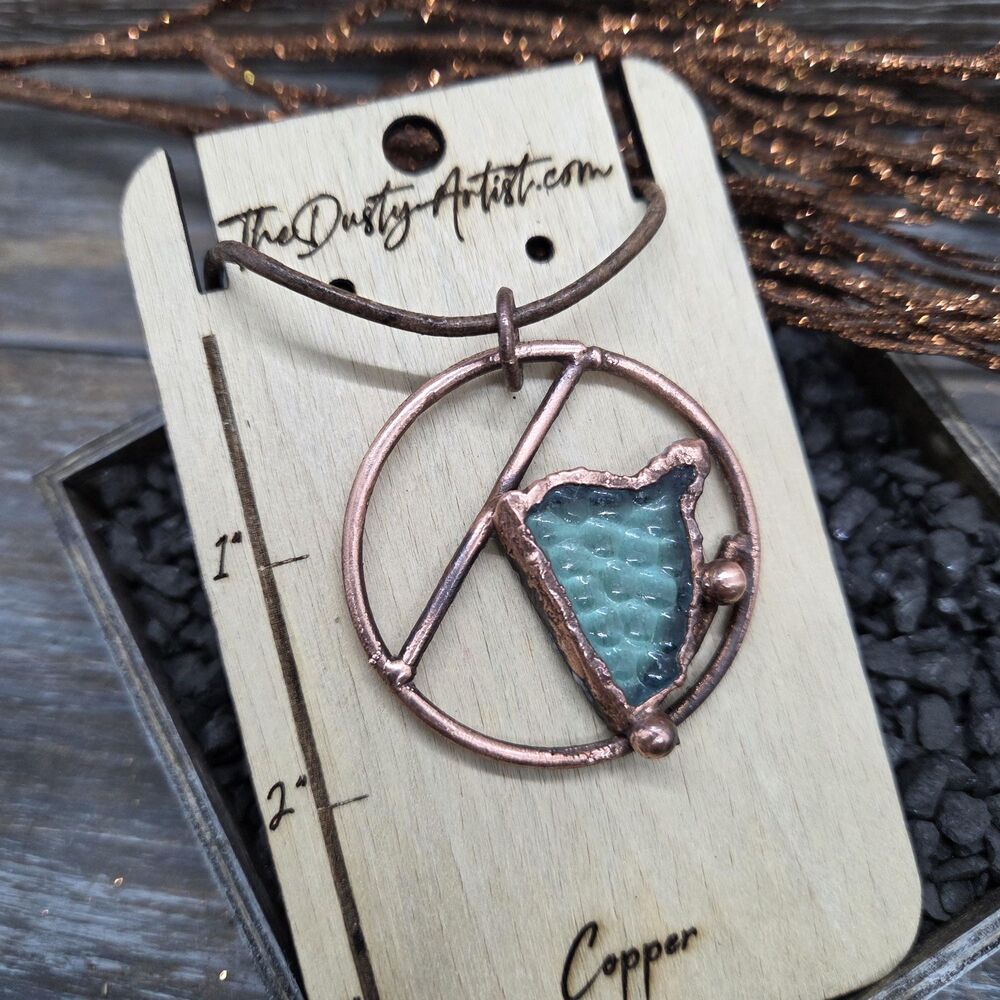 Desert Upcycled Glass Necklace-Copper Necklace-Electroformed Copper Pendant